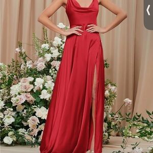 SHEIN Red Maxi Dress with Slit